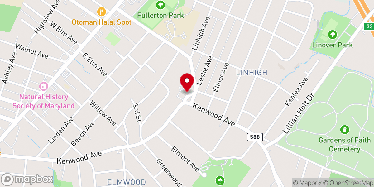 Map showing location of Kenwood Presbyterian Church