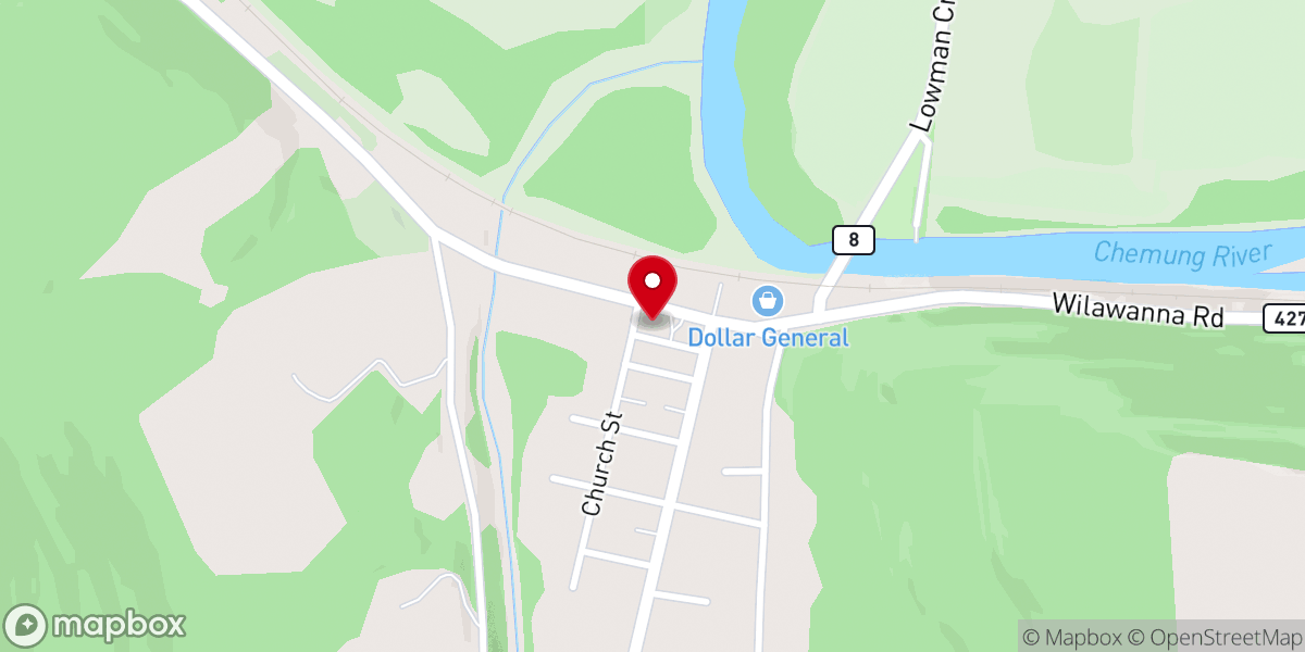 Map showing location of Wellsburg Community Church