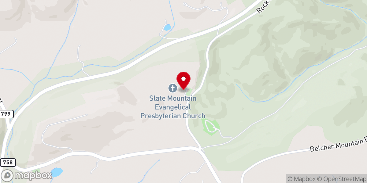Map showing location of Slate Mountain Presbyterian Church