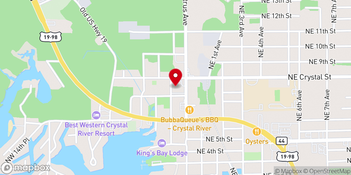 Map showing location of First Baptist Church - Food Distribution Center