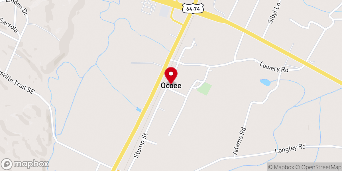 Map showing location of Ocoee