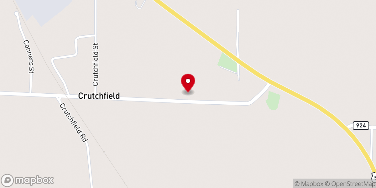 Map showing location of Crutchfield Baptist Church