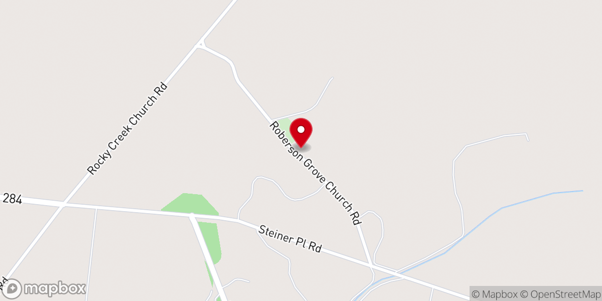 Map showing location of Roberson Grove Church