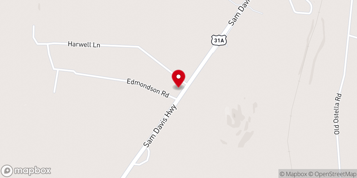 Map showing location of Cornersville First Baptist Church