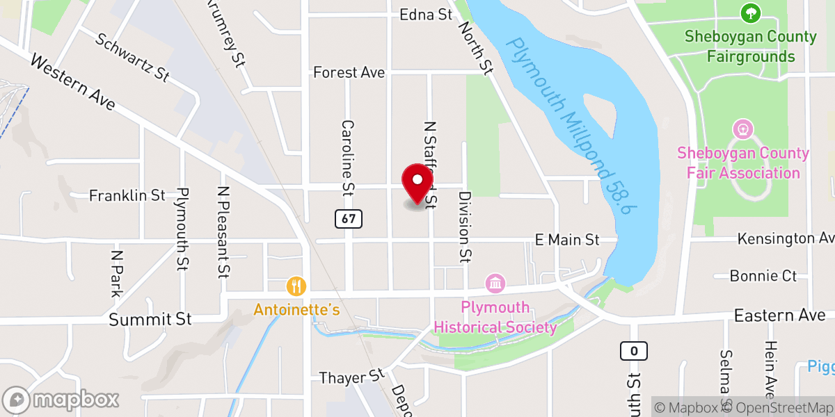 Map showing location of St. John Lutheran Church