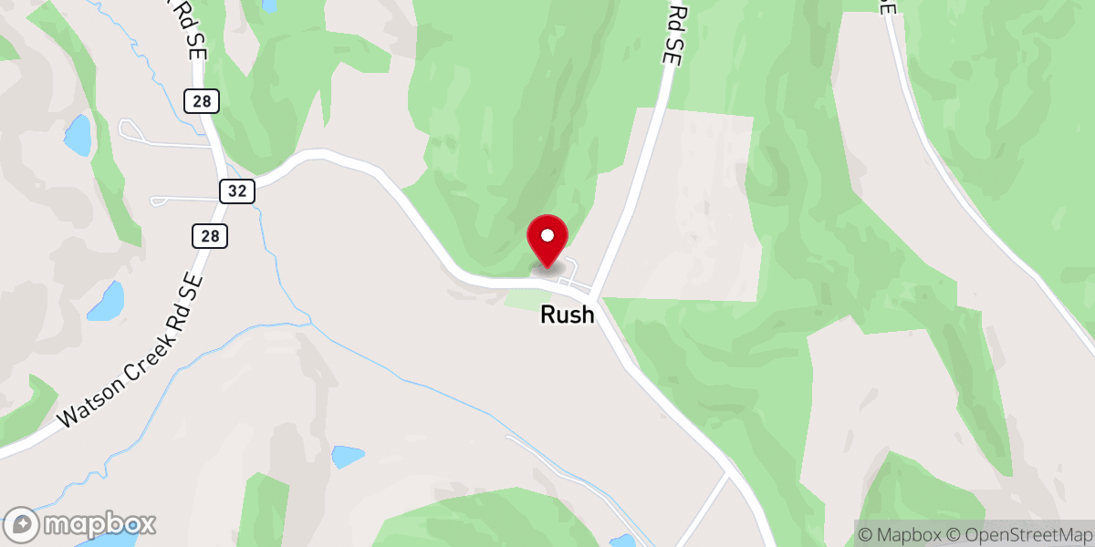 Map showing location of Rush Community Church of the Nazarene
