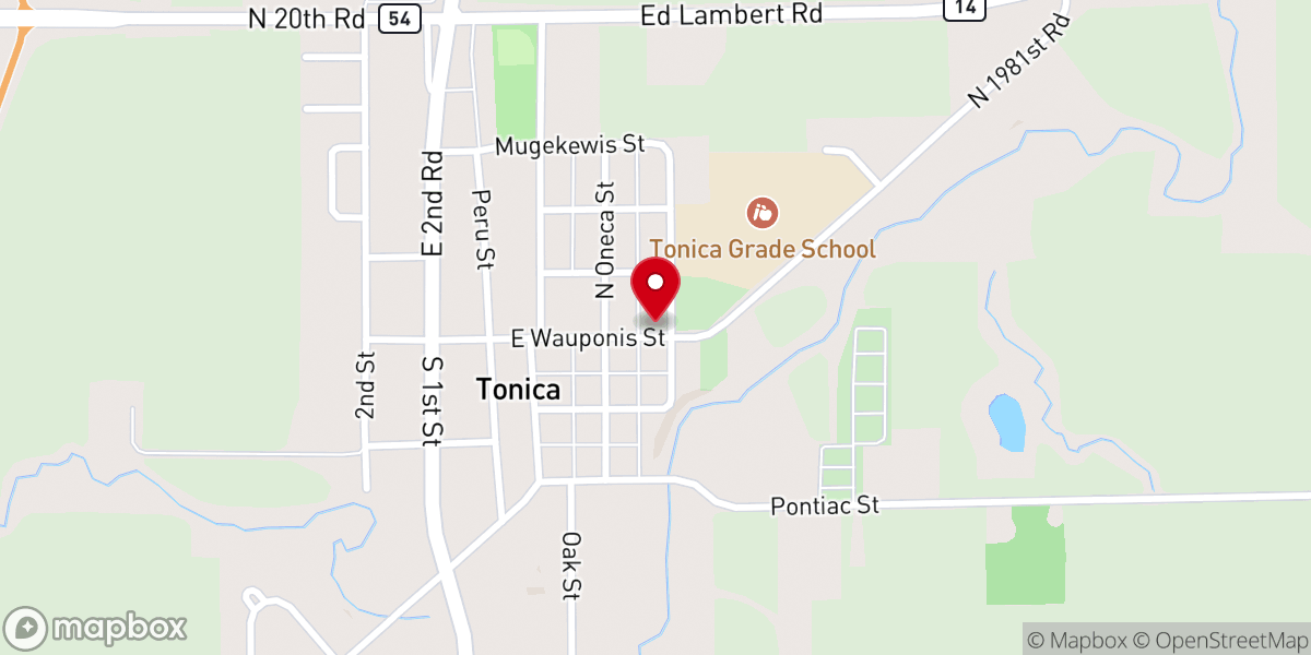 Map showing location of Tonica United Methodist Church