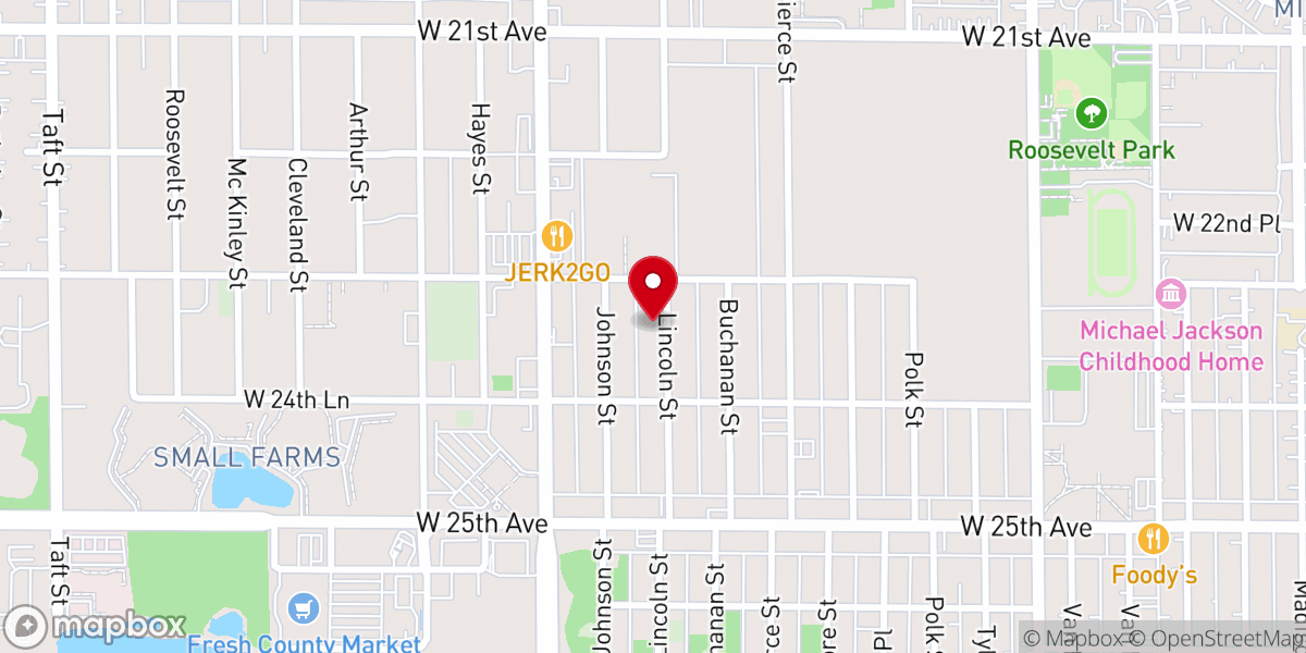 Map showing location of New Hope Apostolic Faith Church