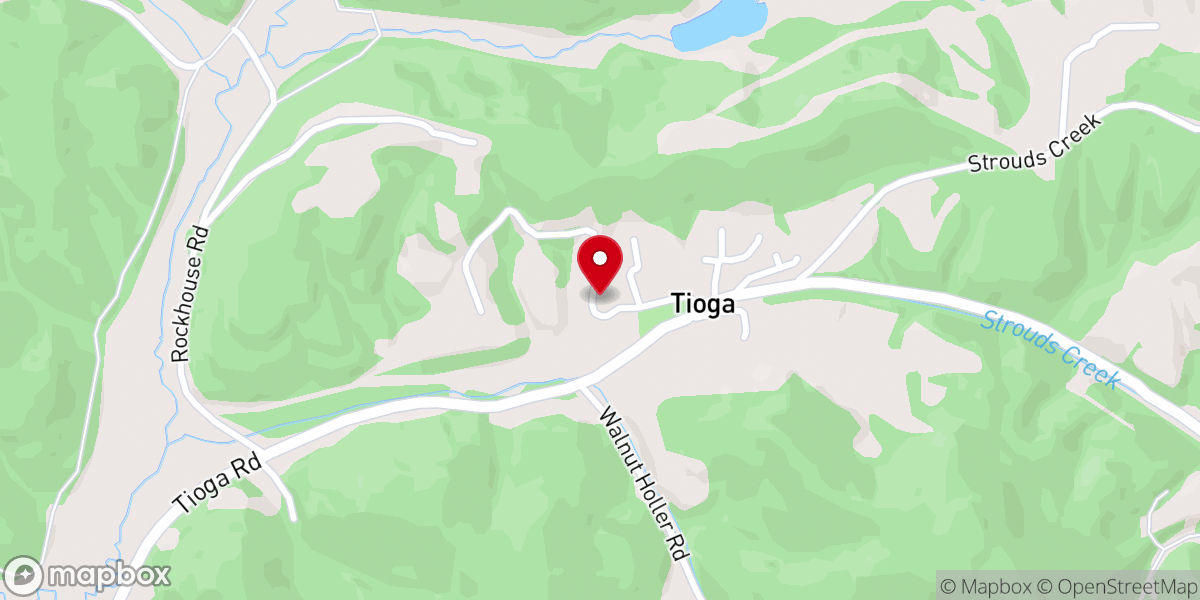 Map showing location of Tioga United Methodist Church