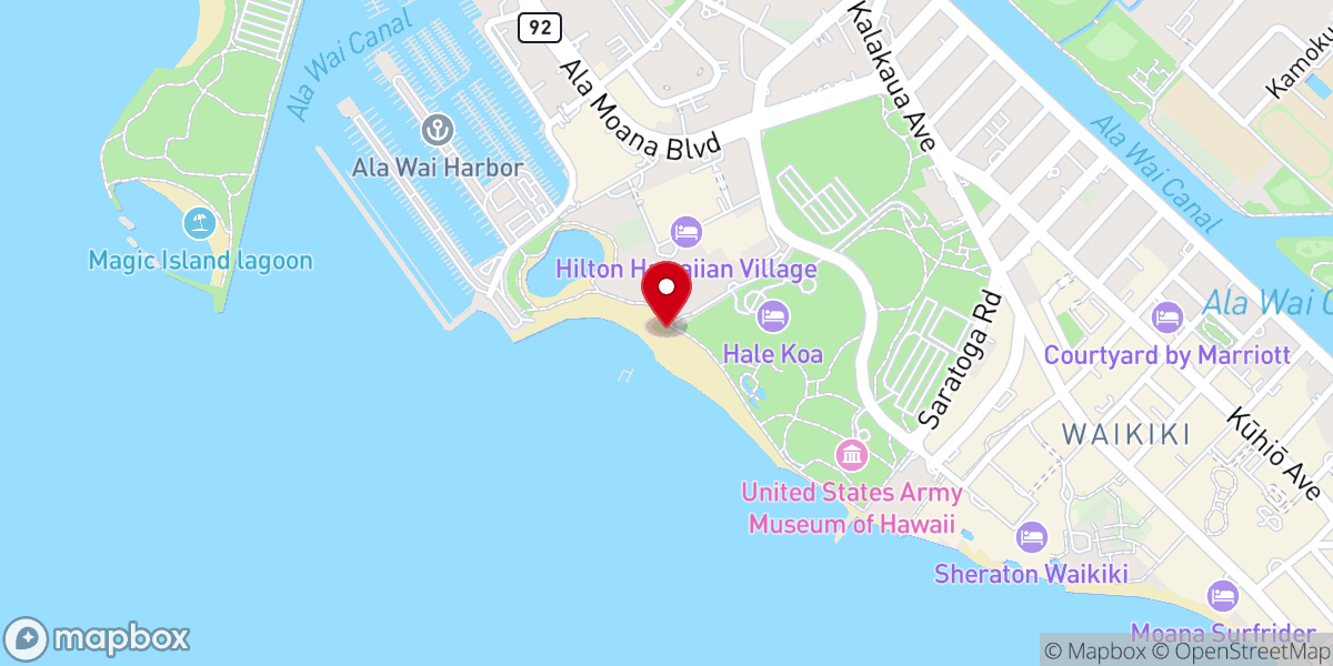 Map showing location of Waikiki Beach Church