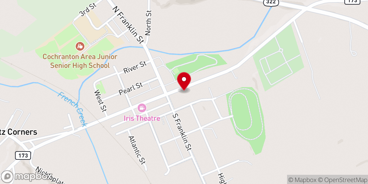 Map showing location of Cochranton Family Church