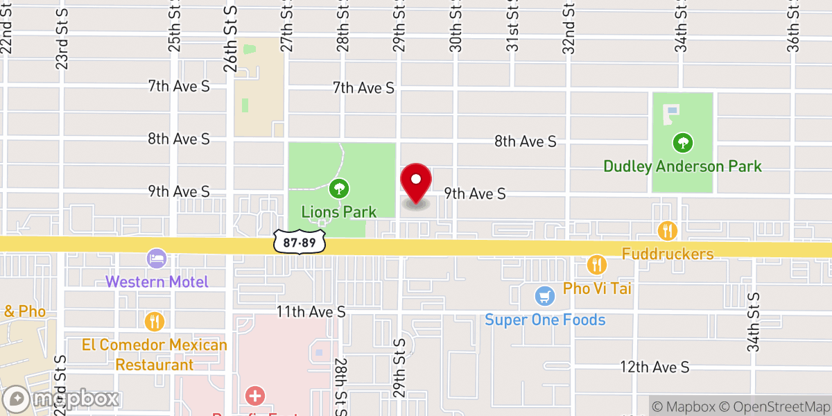 Map showing location of First Congregational United Church of Christ