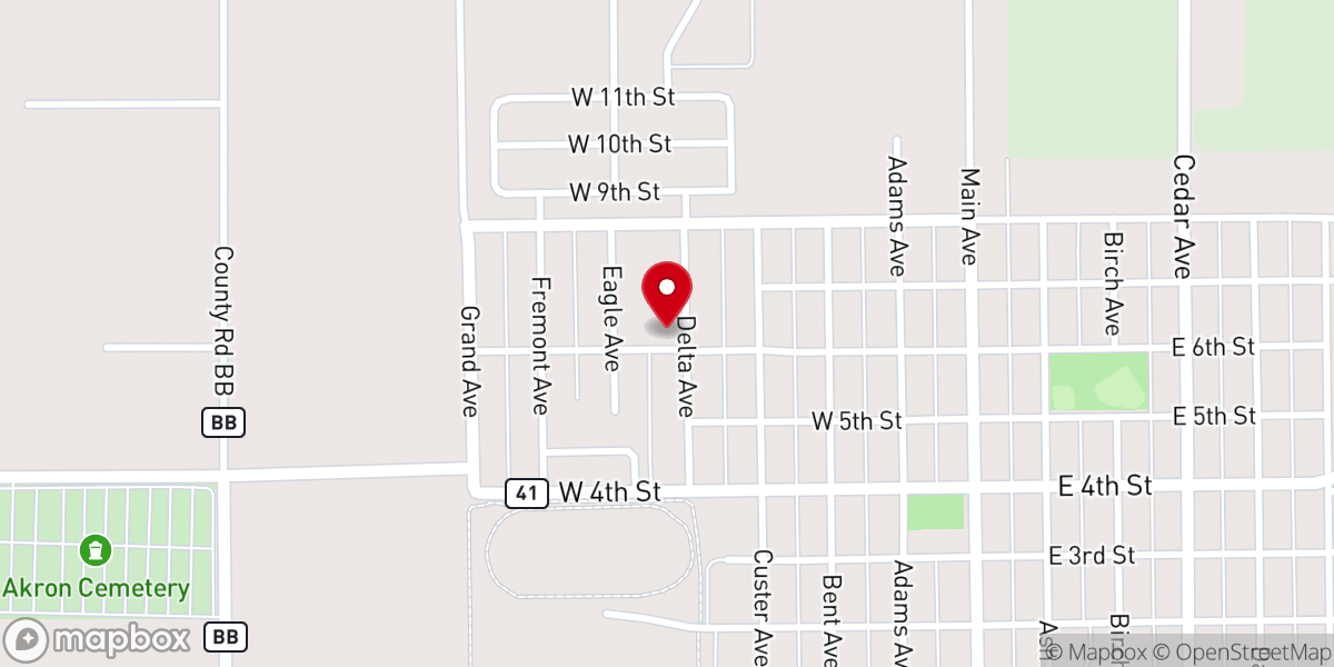 Map showing location of St Joseph Catholic Church Akron