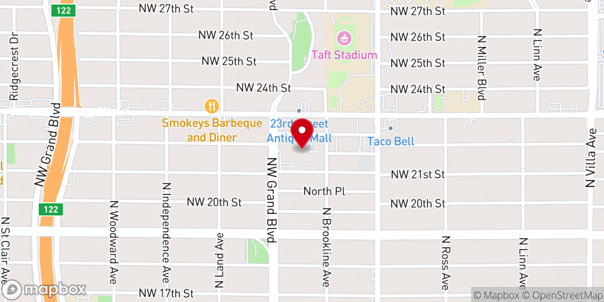 Map showing location of Northwest Baptist Church