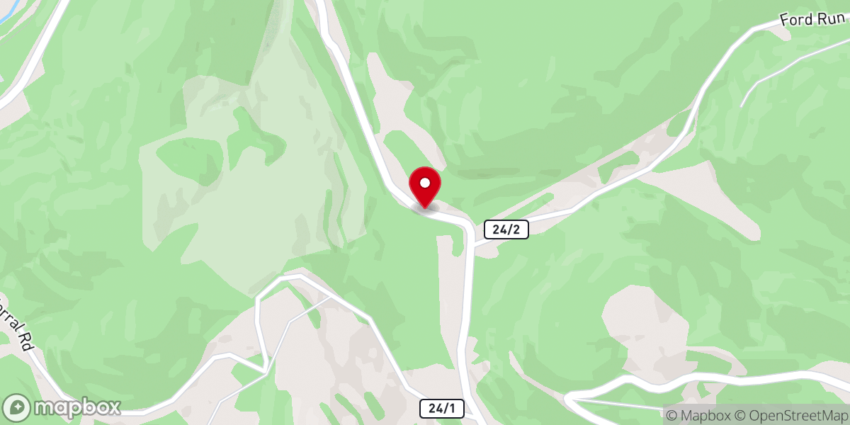 Map showing location of Fords Run Church