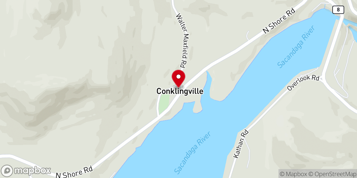 Map showing location of Community Church-Conklingville