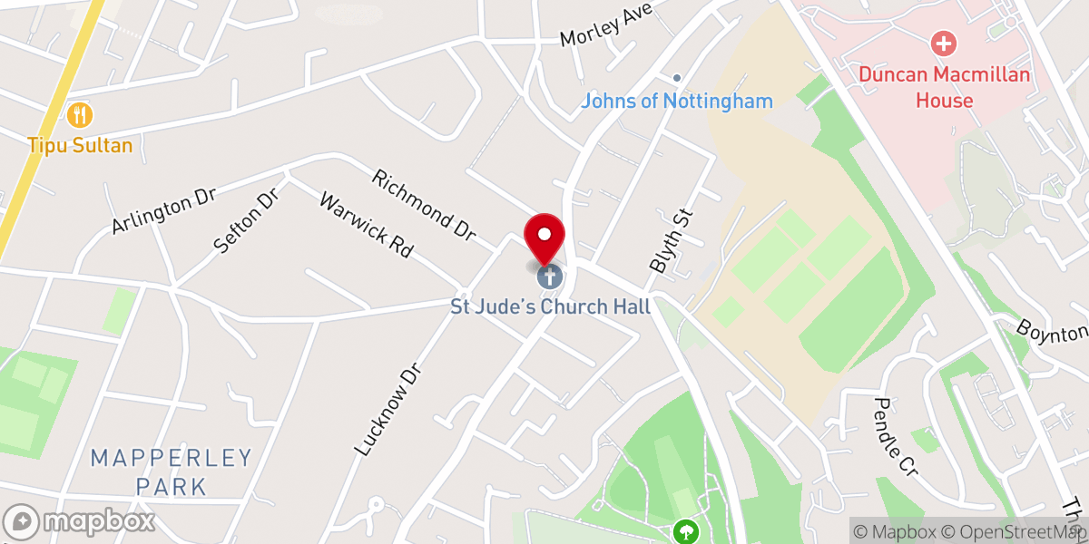 Map showing location of St Jude's Church, Mapperley
