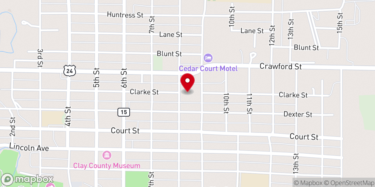 Map showing location of Clay Center Presbyterian Manor