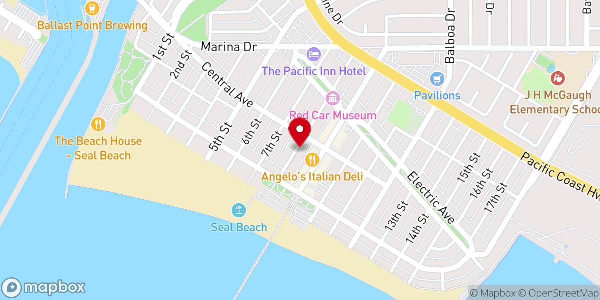 Map showing location of Grace Community Church of Seal Beach