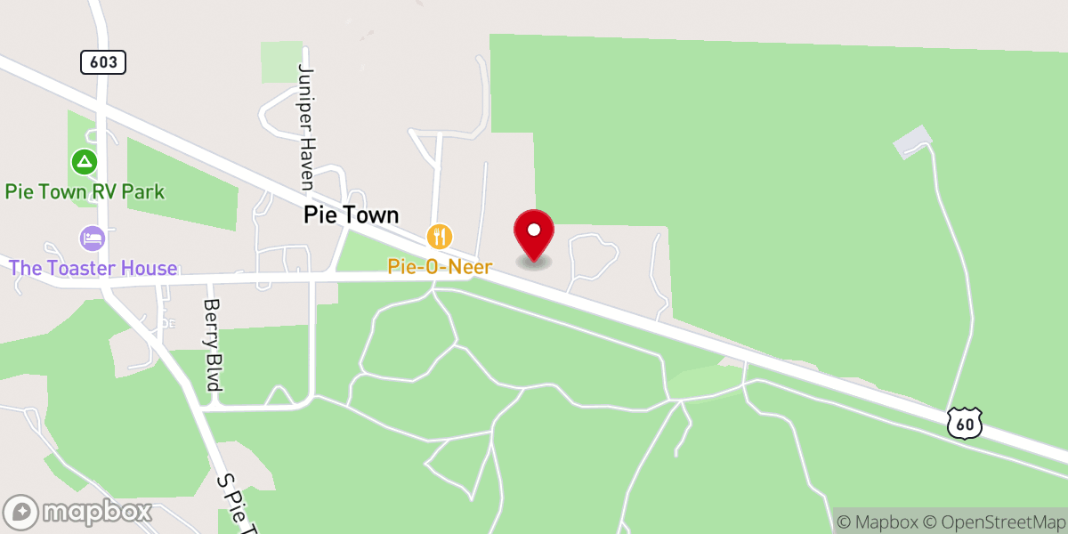 Map showing location of Windmill Cowboy Church of Pie Town
