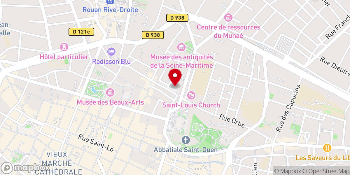 Map showing location of Chapelle Saint-Louis – L'étincelle, Théâtre(s) de la Ville de Rouen