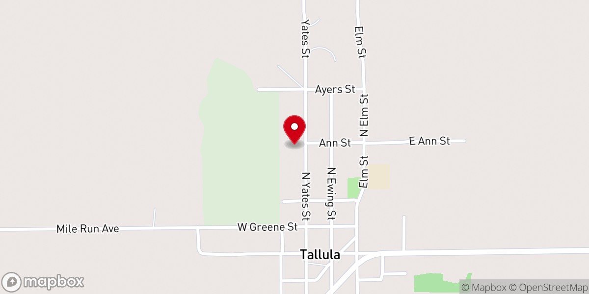 Map showing location of Tallula Christian Church