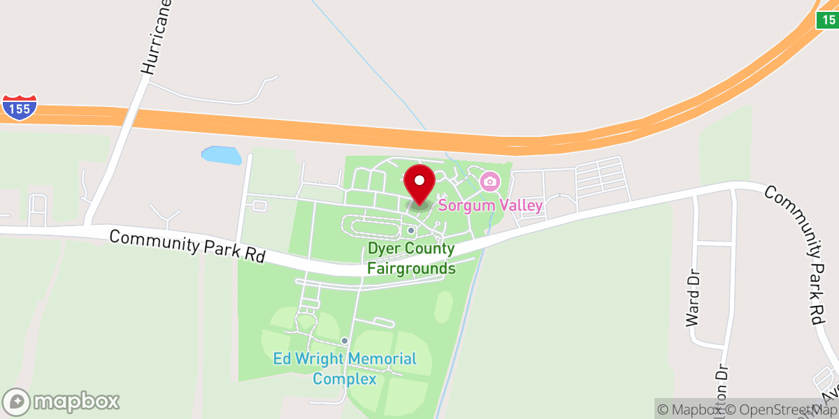 Map showing location of Dyer County Fair Association