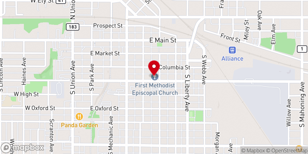 Map showing location of Christ United Methodist Church