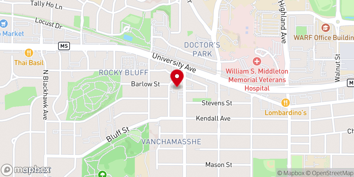 Map showing location of First Baptist Church of Madison