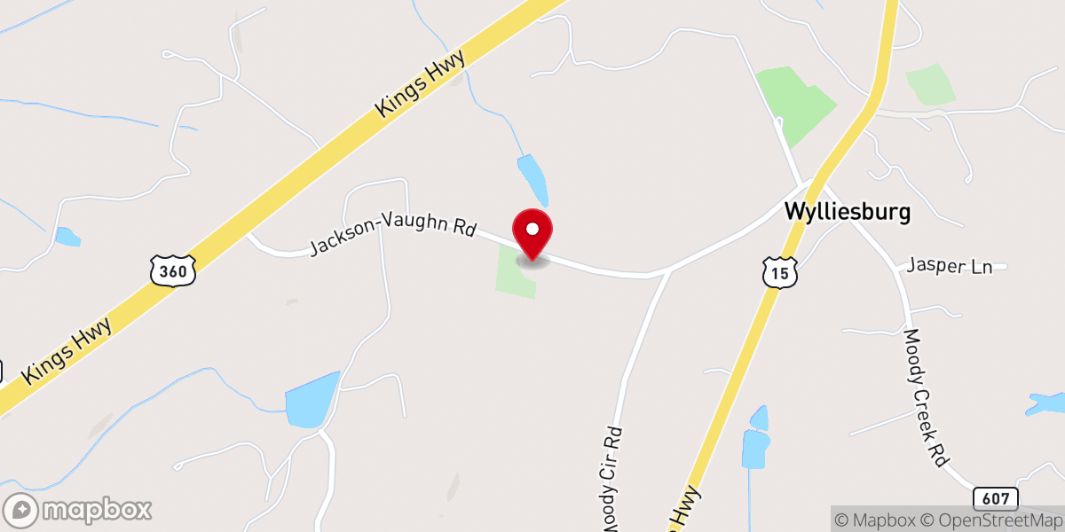 Map showing location of Wylliesburg Evangelical Presbyterian Church