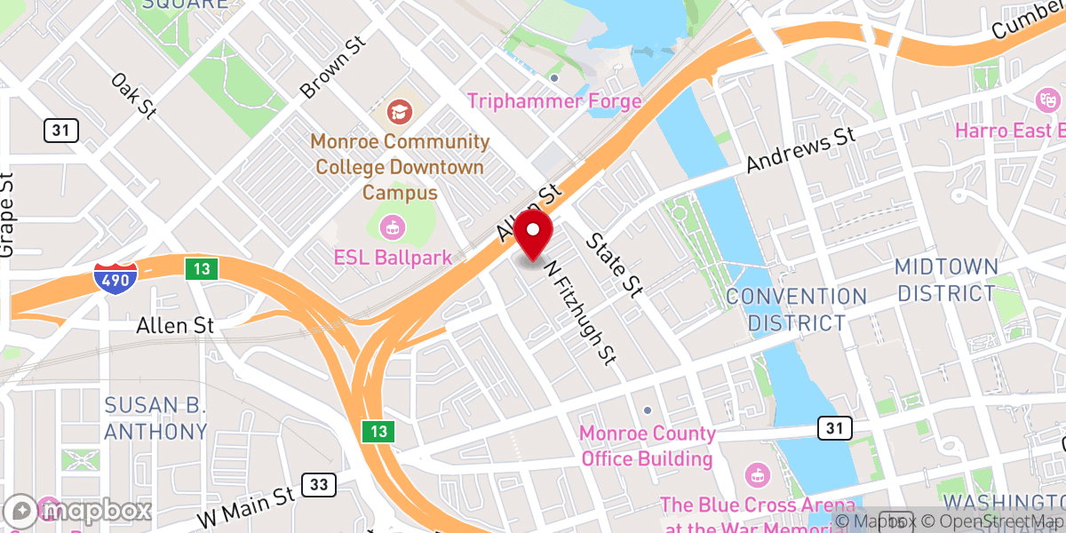 Map showing location of Rochester Friends Meeting (Quakers)
