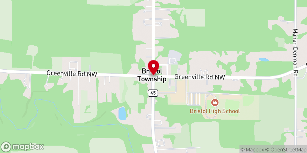 Map showing location of Bristolville