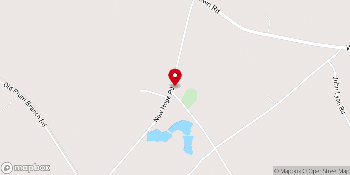 Map showing location of New Hope Baptist Church