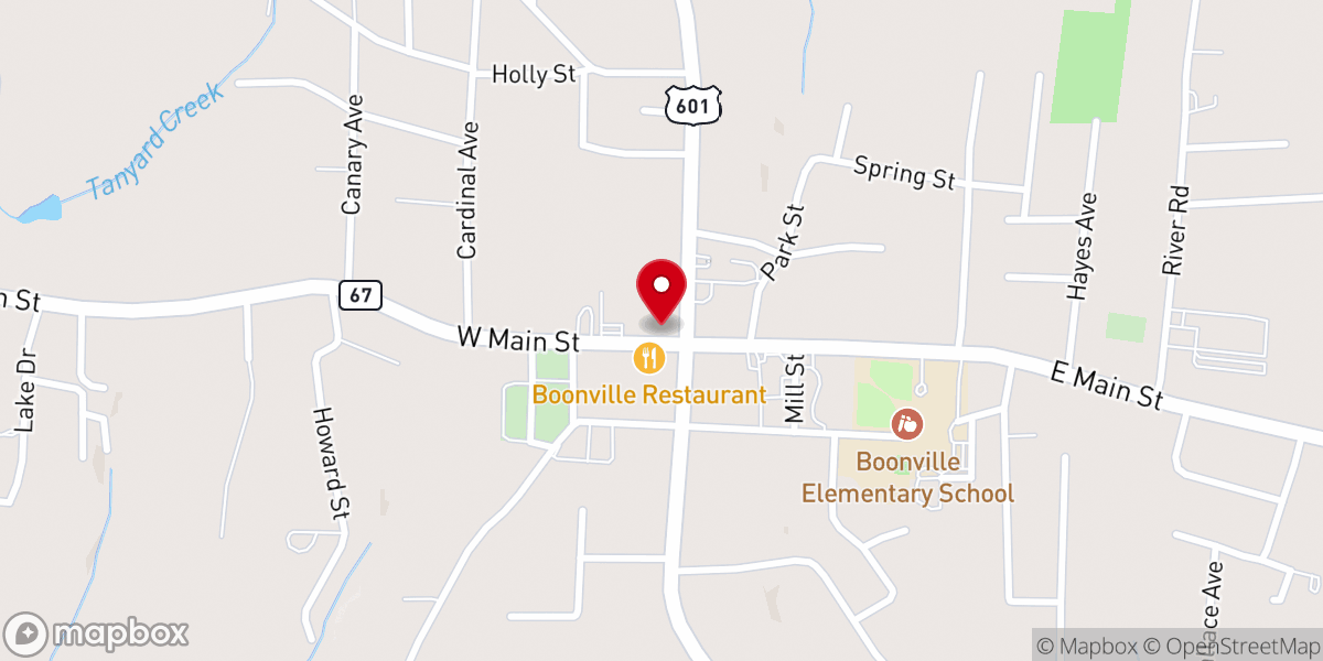 Map showing location of Boonville Flower & Decor