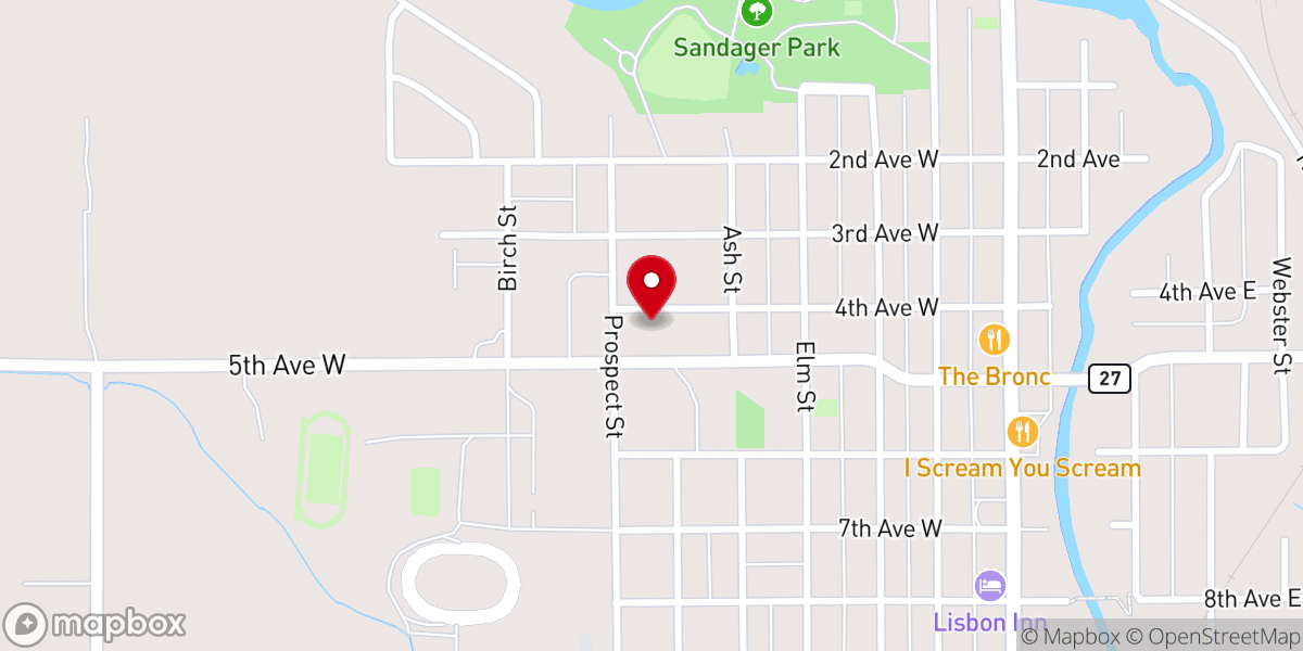 Map showing location of Trinity Lutheran Church