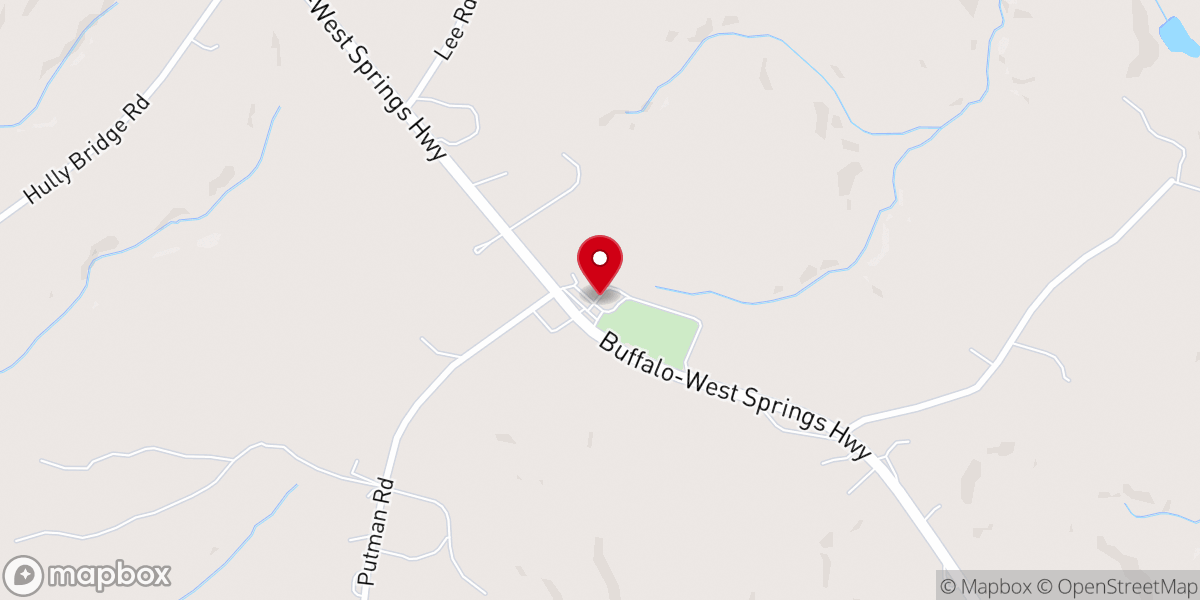 Map showing location of Putman Baptist Church