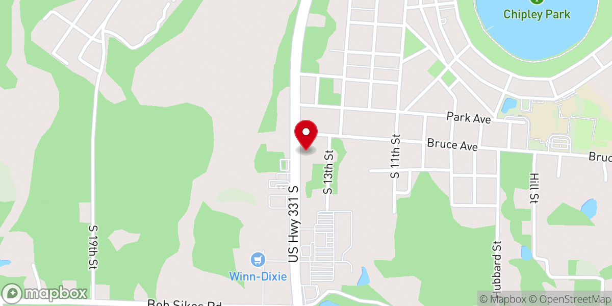 Map showing location of Iglesia Cristiana Pentecostes M.M.M DeFuniak Springs FL
