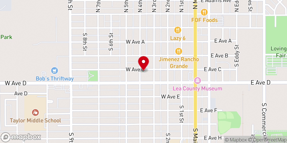 Map showing location of Revolution Church 401 S 4th Lovington NM