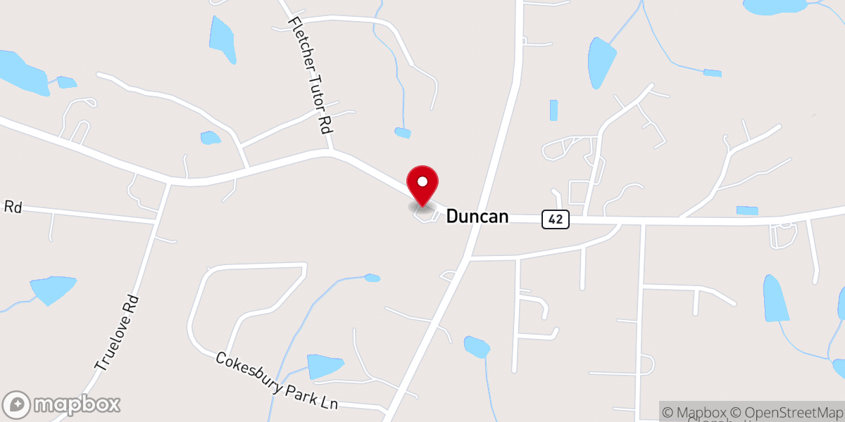 Map showing location of Duncan Baptist Church