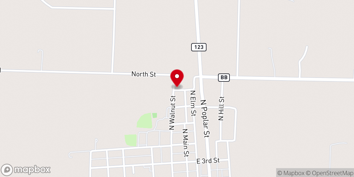 Map showing location of First Baptist Church of Fair Play