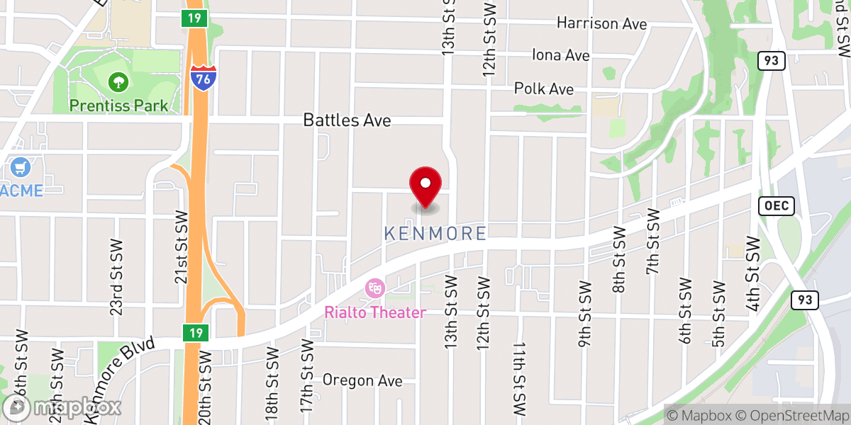 Map showing location of Kenmore United Methodist Church