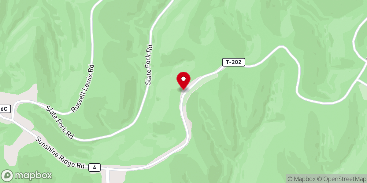 Map showing location of Sunshine Ridge Church