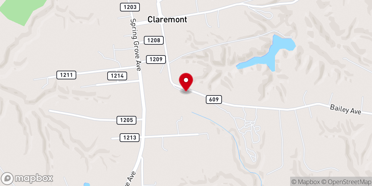 Map showing location of Claremont Baptist Church