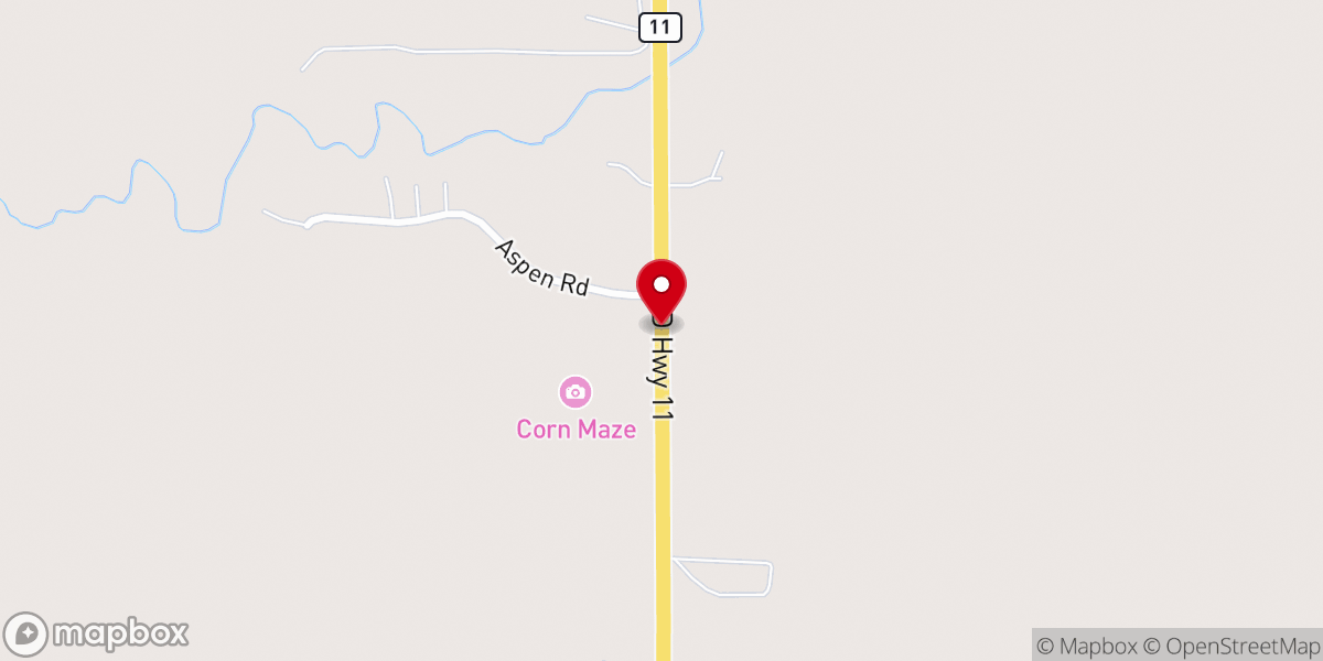 Map showing location of Heartland Country Corn Maze