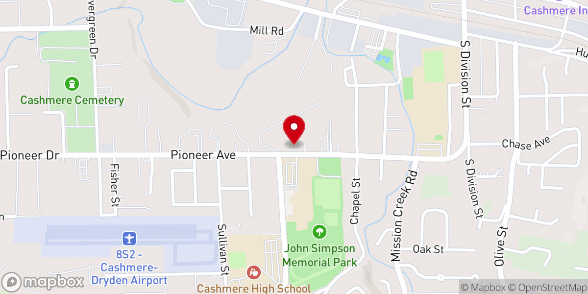 Map showing location of Cashmere Seventh-day Adventist Church