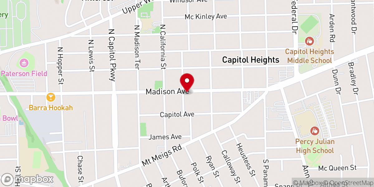 Map showing location of Pilgrim Rest Missionary Baptist Church