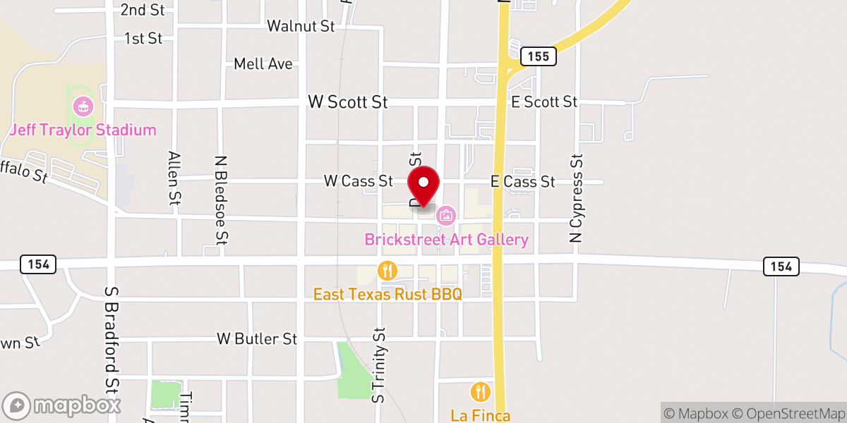 Map showing location of The East Texas Yamboree