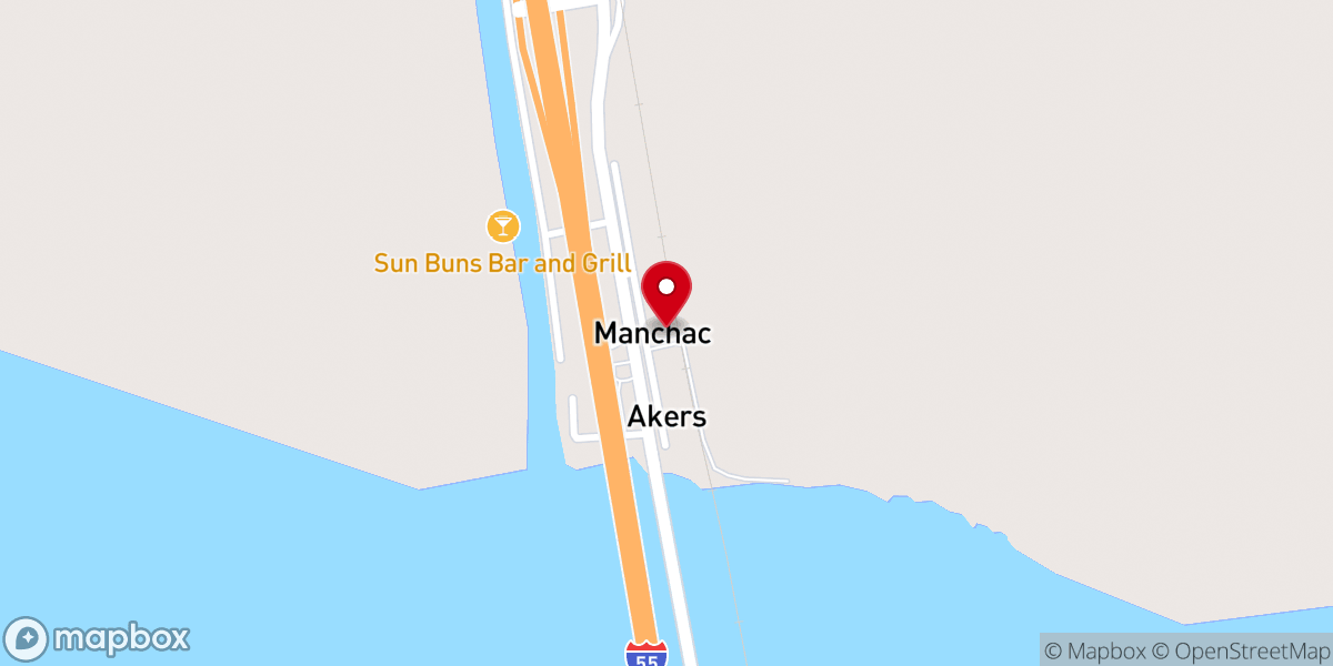 Map showing location of Manchac Baptist Church
