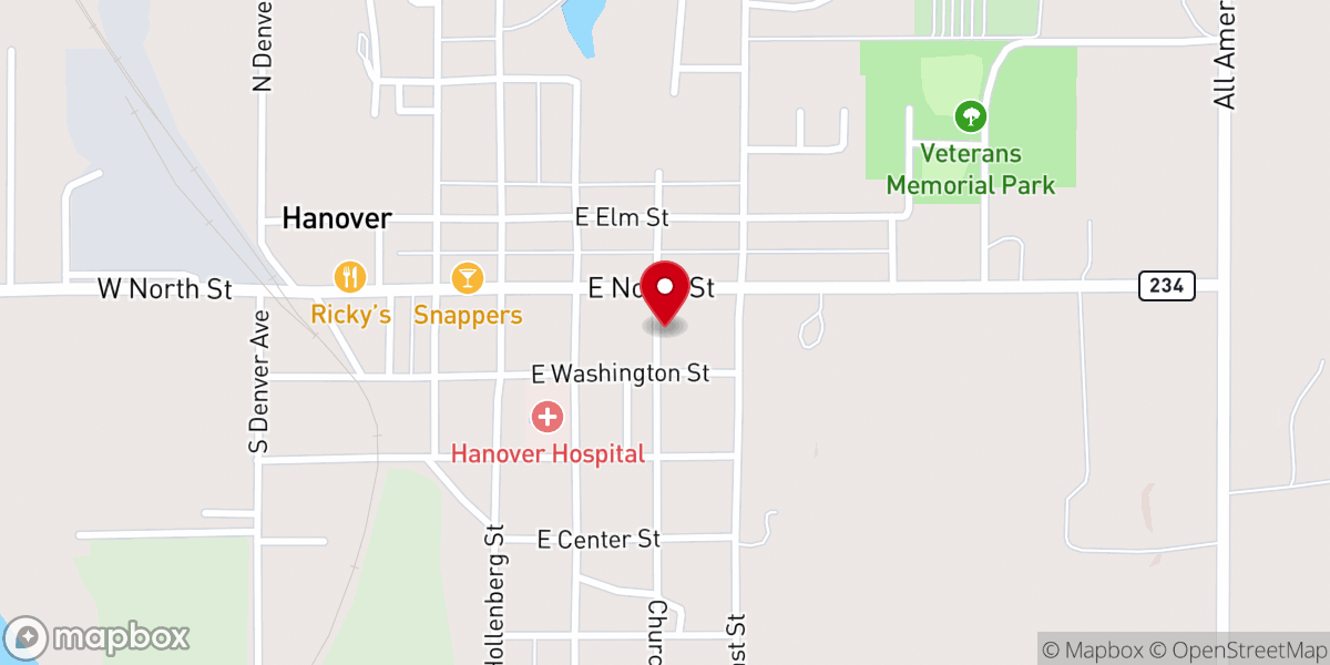 Map showing location of St. John the Baptist Catholic Church, Hanover