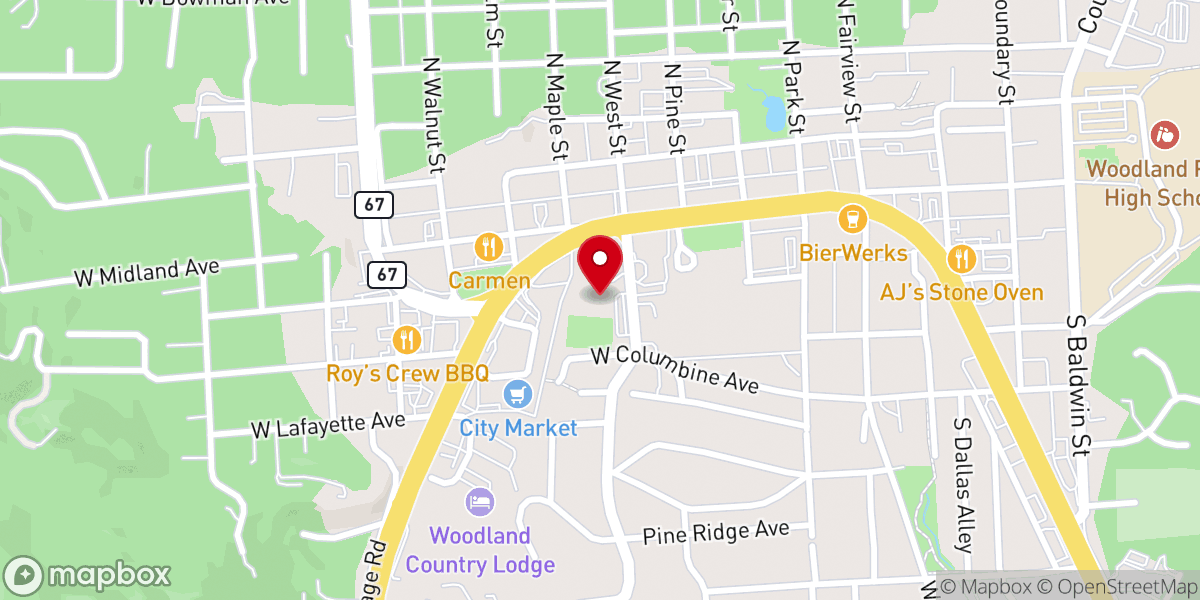 Map showing location of Our Lady of the Woods Parish